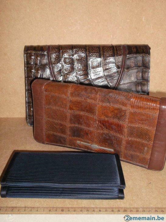 3 Sacs - Pochettes Vintage 1970 ; crocodile, serpent, ..., Ophalen of Verzenden, Gebruikt, Overige kleuren