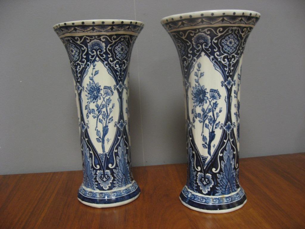 2 vases DELFTS made for royal sphinx holland BOCH, Ophalen