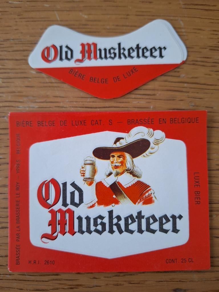 Bieretiket Old Musketeer brouwerij Leroy Boezinge, Verzamelen, Biermerken, Ophalen of Verzenden