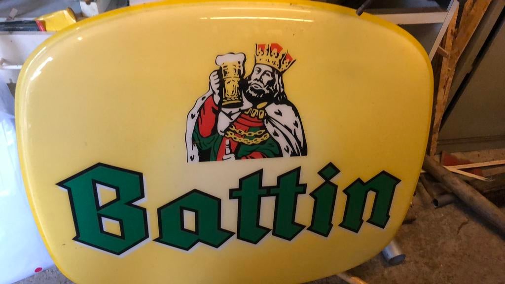 Battin reclamebord, Ophalen, Zo goed als nieuw, Reclamebord, Plaat of Schild, Overige merken