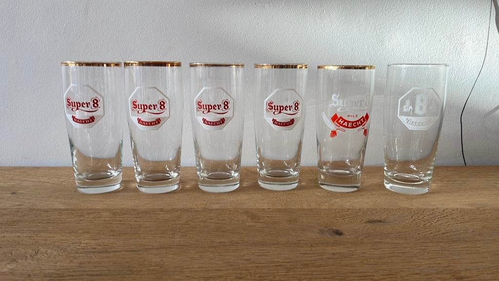 6 x SUPER 8 Haacht glazen, Enlèvement, Comme neuf