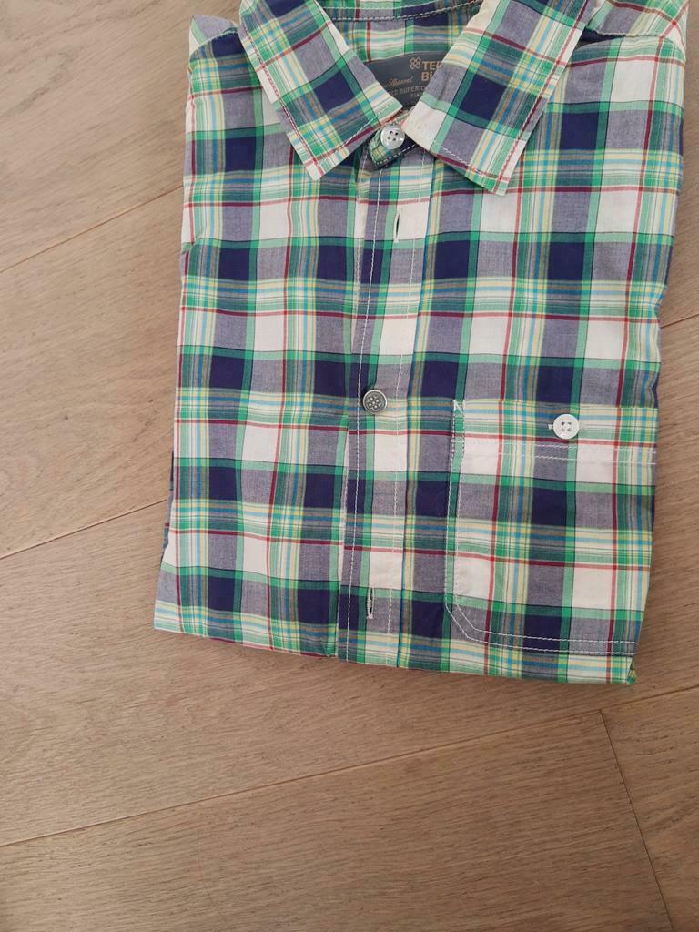 Groen/ blauw geruit hemd van Terre Bleu smal, Ophalen, Zo goed als nieuw, Blauw