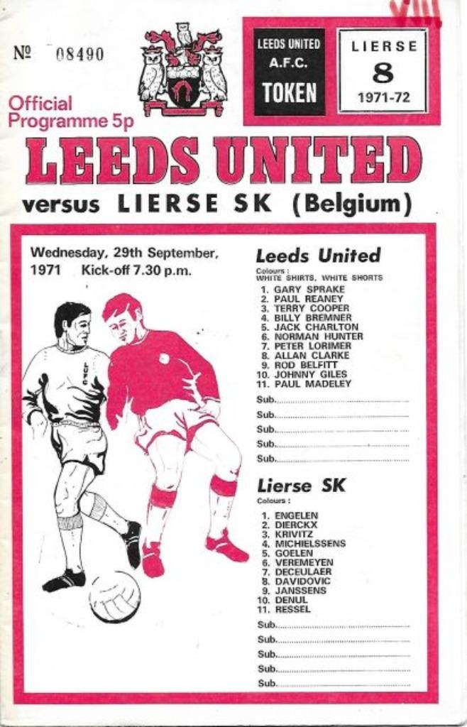 lierse sk - programma boekje - leeds united - lierse 1971, Ophalen of Verzenden