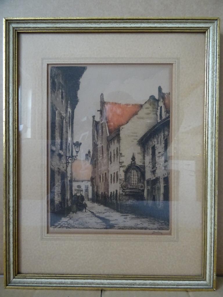 Gravure ou lithographie d'époque Bruxelles signée Beling (?), Antiquités & Art, Art | Eaux-fortes & Gravures, Enlèvement ou Envoi