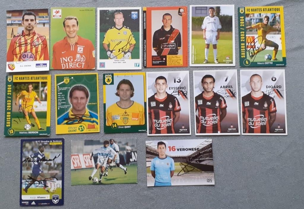 15 getekende spelerskaarten van Franse voetbalploegen, Enlèvement ou Envoi, Comme neuf, Cartes de joueur