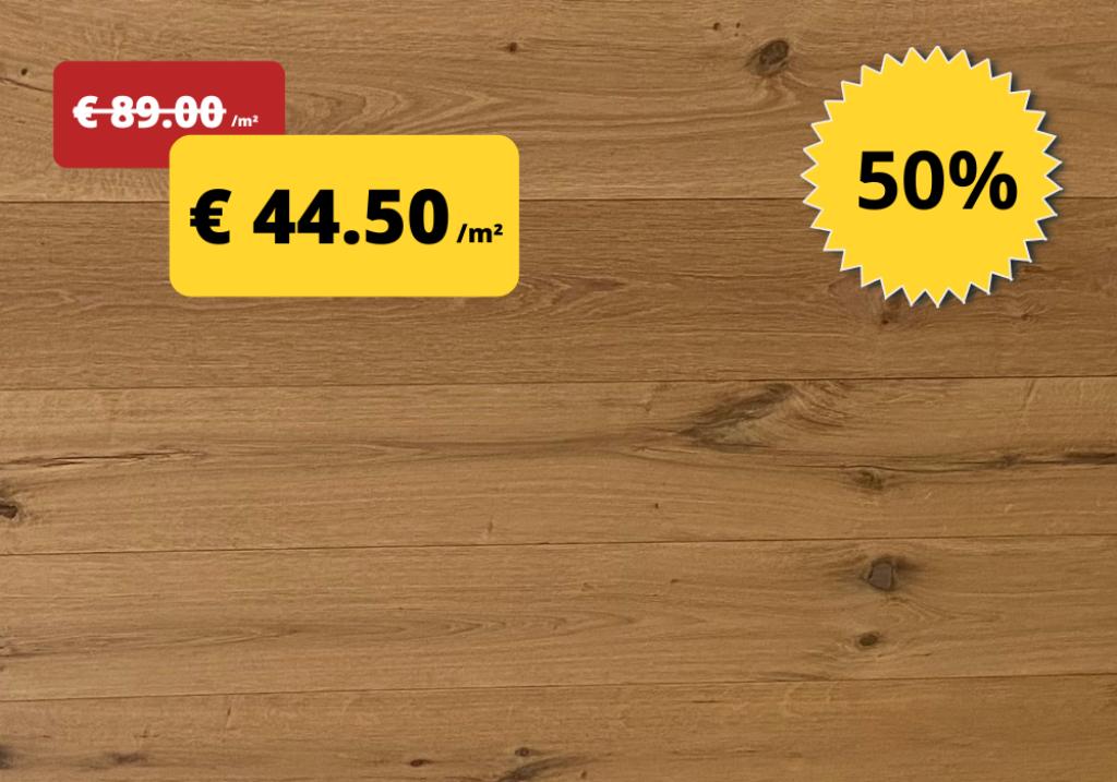 Eiken parket voor € 44.50 /m² incl BTW - 50% KORTING, Parket, Nieuw, Ophalen of Verzenden, 10 m² of meer