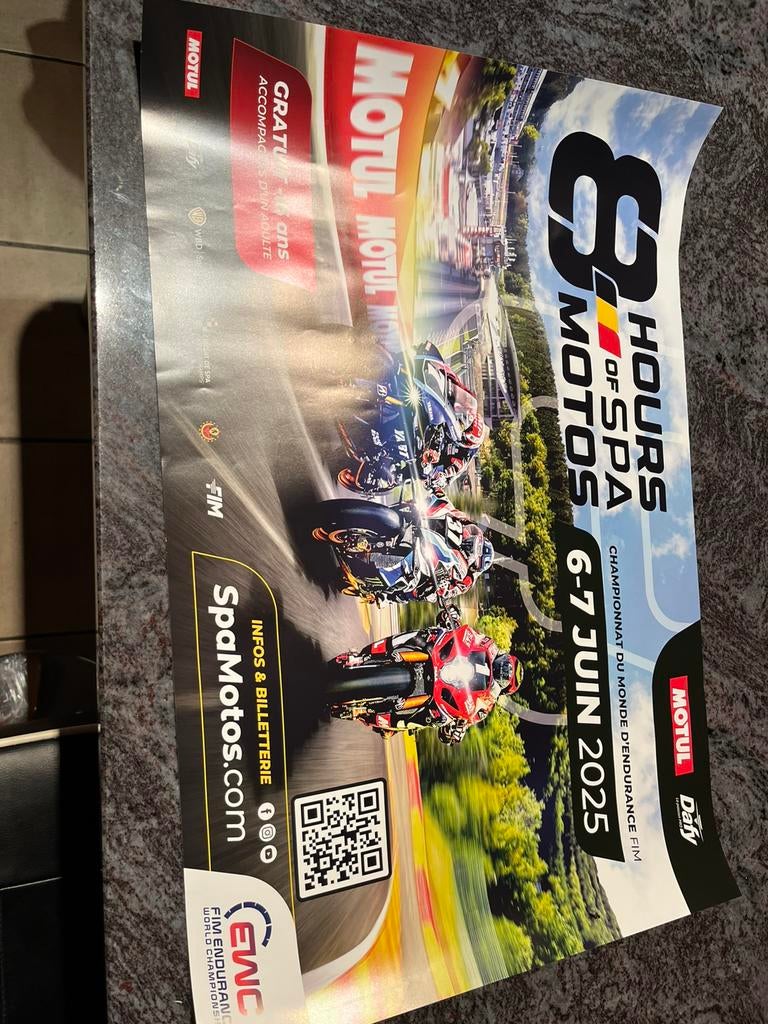 Affiche 8H de Spa moto, Motos, Enlèvement ou Envoi, Comme neuf