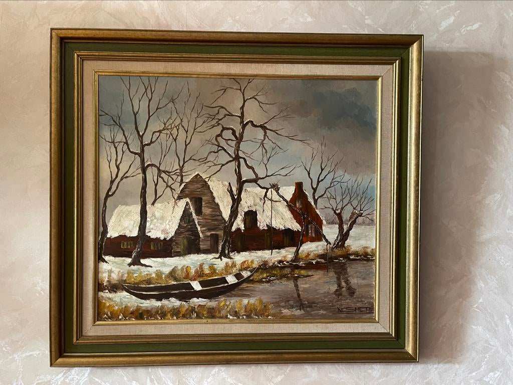 DeSmet Omer. Winterlandschap., Antiek en Kunst, Kunst | Schilderijen | Klassiek, Ophalen