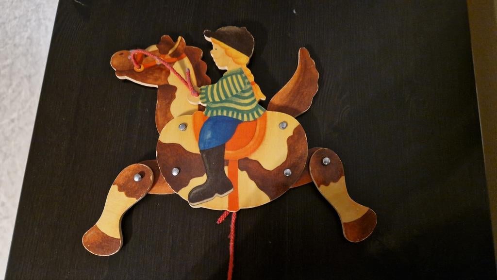 Houten ruiter op paard, Ophalen of Verzenden