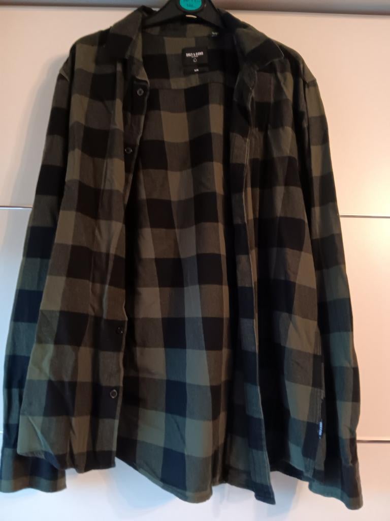 Chemise only&Sons XL Noir à carreaux verts, Enlèvement ou Envoi, Comme neuf, Noir