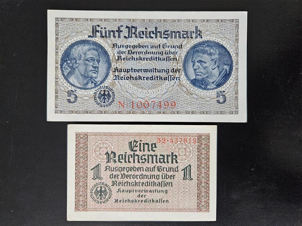 1, 5 Reichsmark, Allemagne, Seconde Guerre mondiale, set AuN, Enlèvement ou Envoi, Allemagne, Série