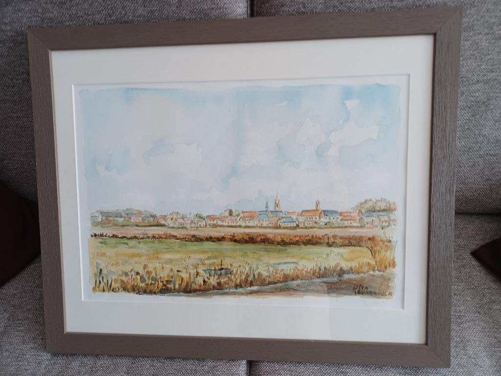 Aquarel - Zicht op Nieuwpoort, Ophalen of Verzenden