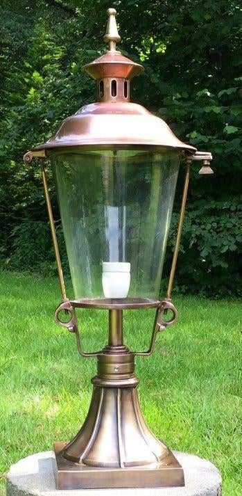 Wandlamp rond glas bestaande uit koper en messing, Ophalen of Verzenden