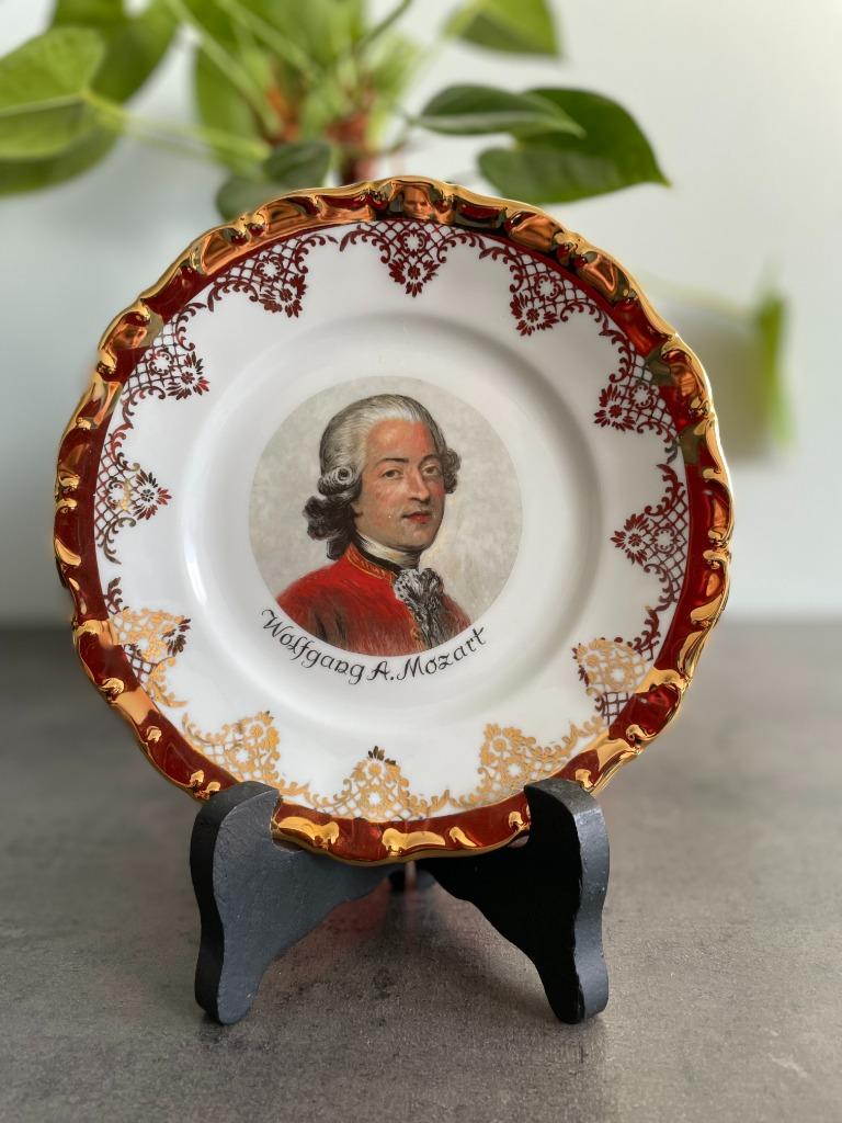 Vintage decoratief bord met portret van Wolfgang A. Mozart, Antiek en Kunst, Ophalen