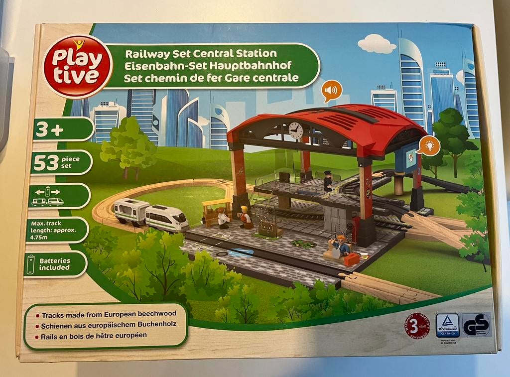 Houten treinset treinstation- Nieuw, Kinderen en Baby's, Ophalen of Verzenden, Nieuw