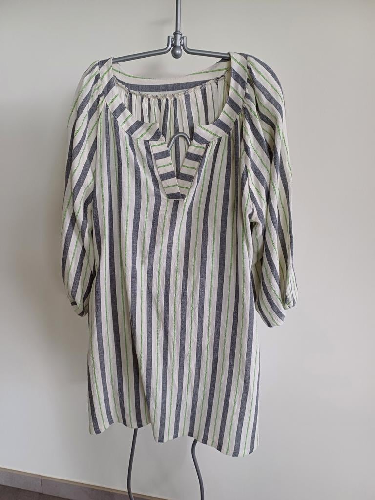 Kleed, jeansblauw/ecru/groen, Ophalen, Nieuw, Beige