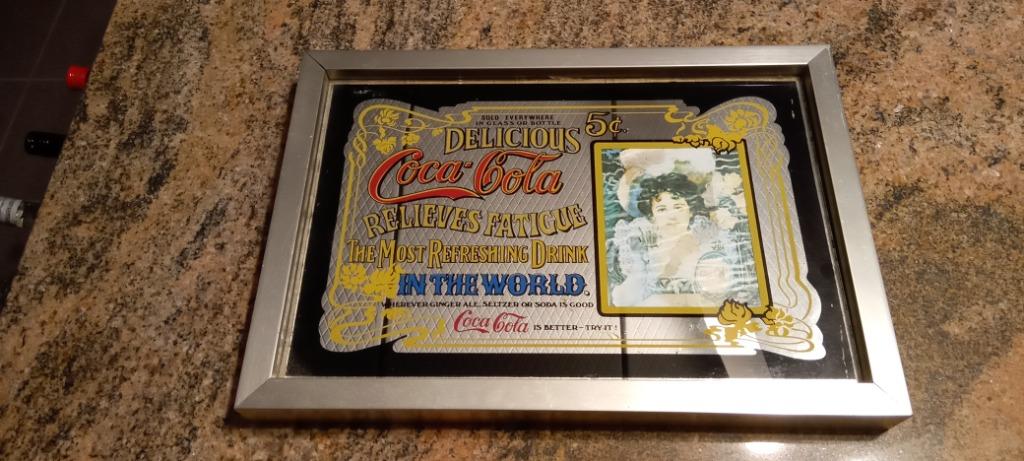 MIROIR AVEC CADRE METALLIQUE COCA COLA ANCIEN, Collections, Enlèvement, Comme neuf, Panneau publicitaire