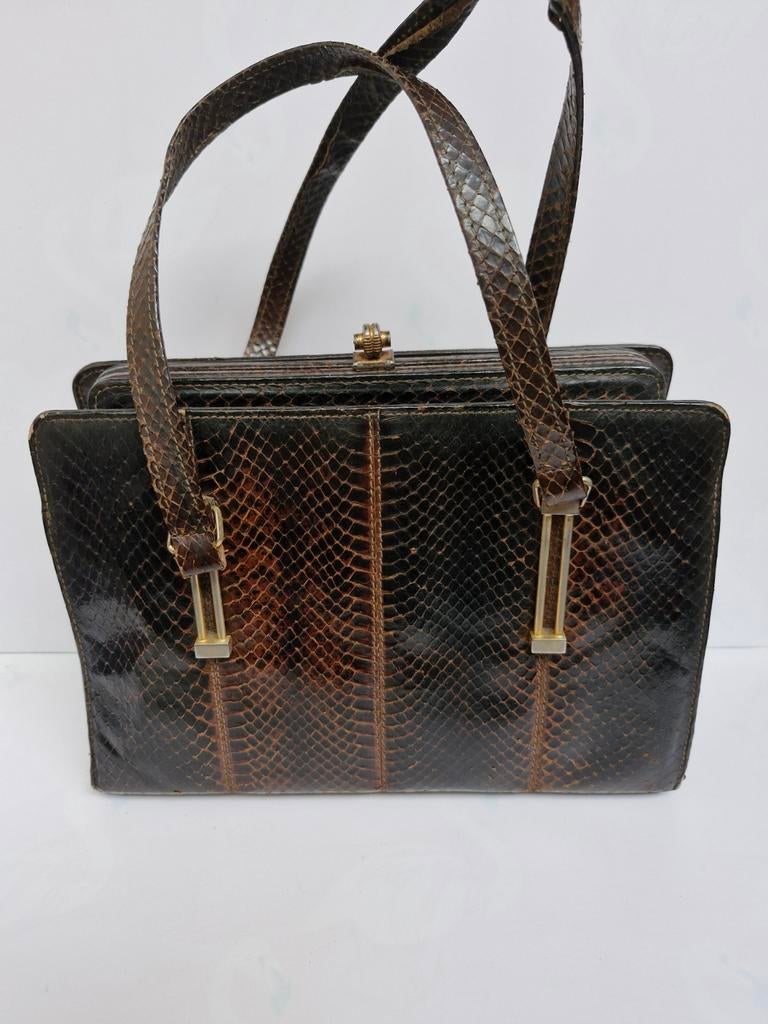 👜 Vintage Slange Leer Handtas, Ophalen of Verzenden