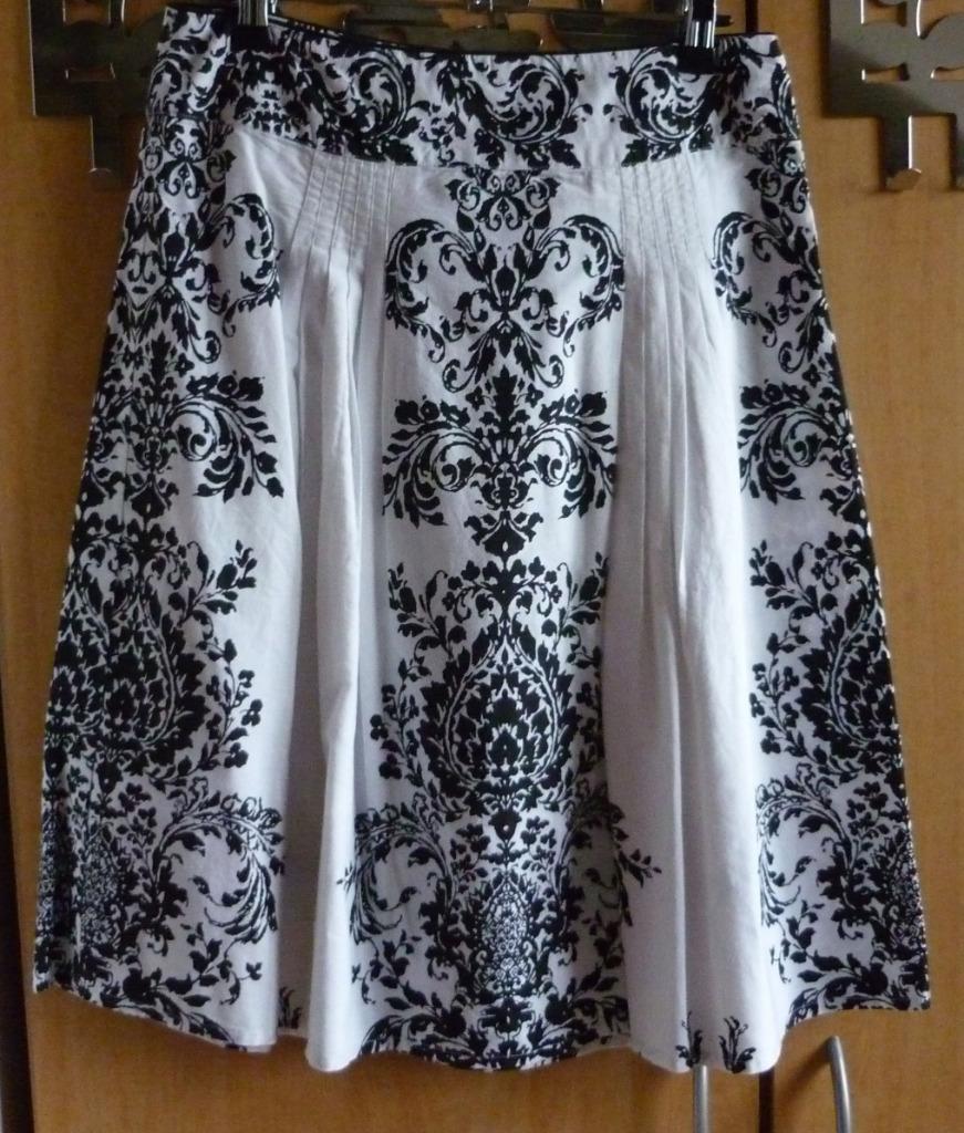 Witte katoenen plooirok met zwart barok motief Etam Mt38, Kleding | Dames, Ophalen of Verzenden