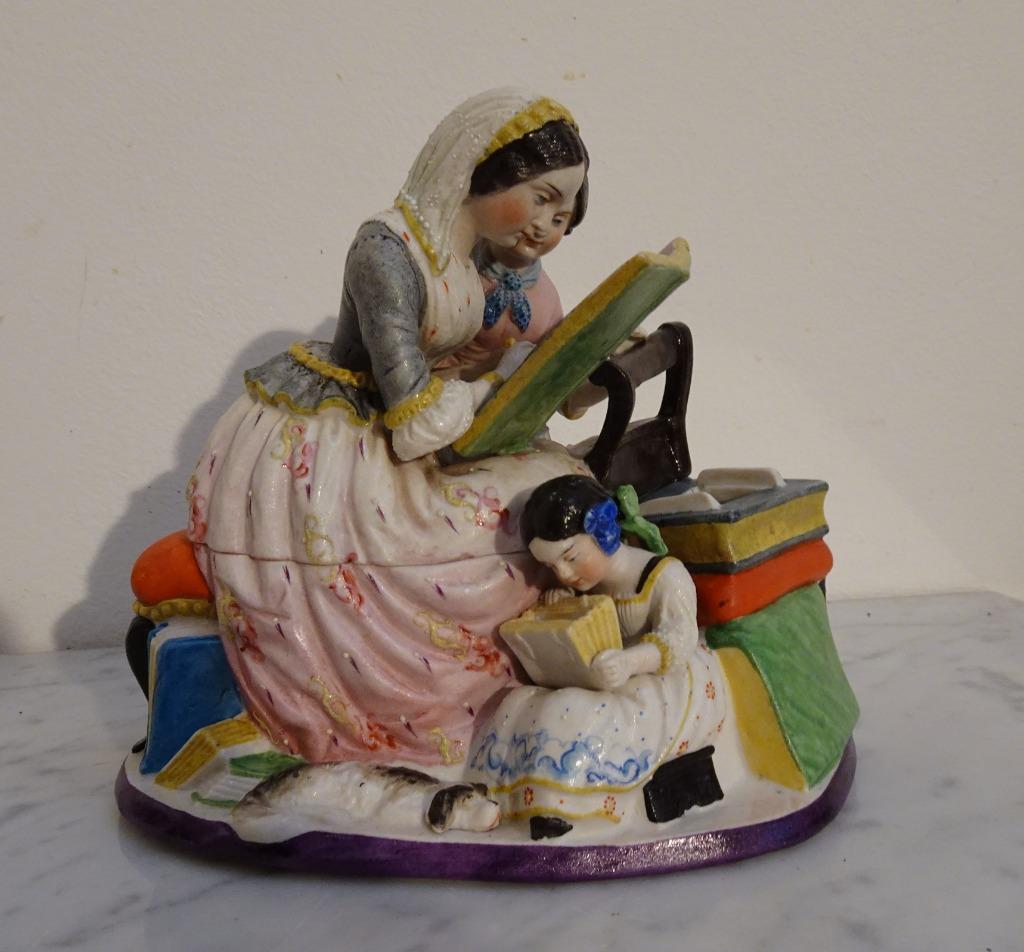 rare porcelaine  biscuit encrier Vieux Andenne. Boite, Enlèvement ou Envoi