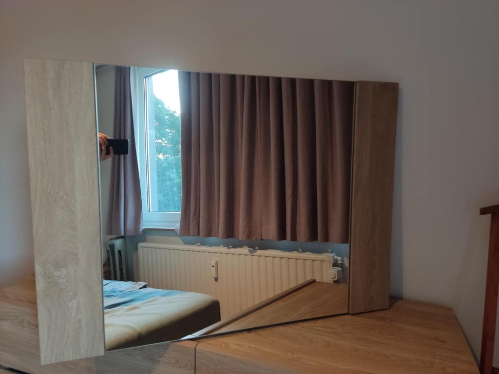 Grand miroir rectangle - Chêne blanchi, Moins de 100 cm, Comme neuf, Enlèvement, Rectangulaire