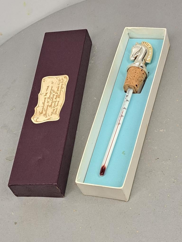 Verzilverde wijn thermometer  prima staat, Antiek en Kunst, Ophalen of Verzenden