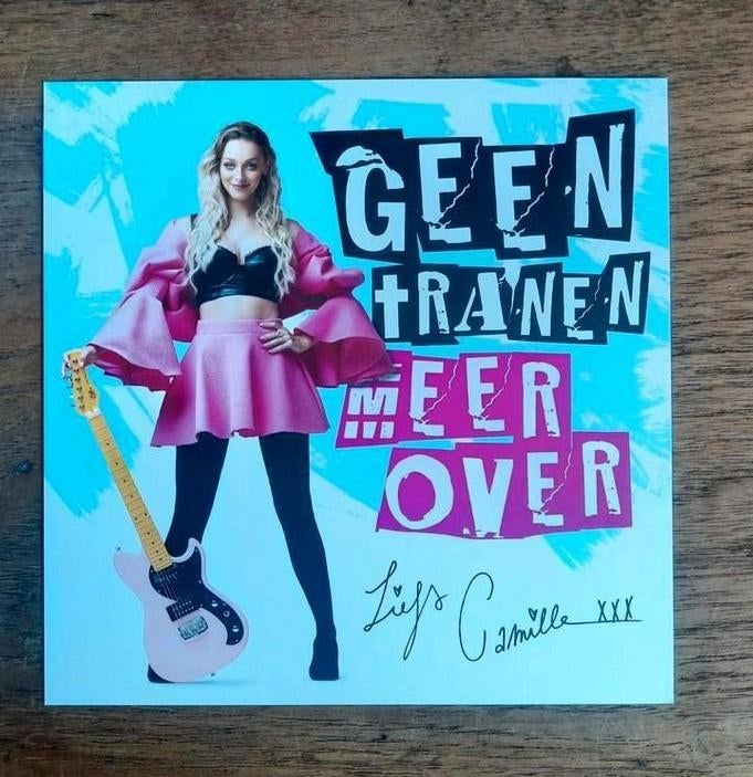 Handtekening kaartje Camille D'hont Geen tranen meer over, Ophalen of Verzenden, Nieuw, Foto of Kaart, Gesigneerd