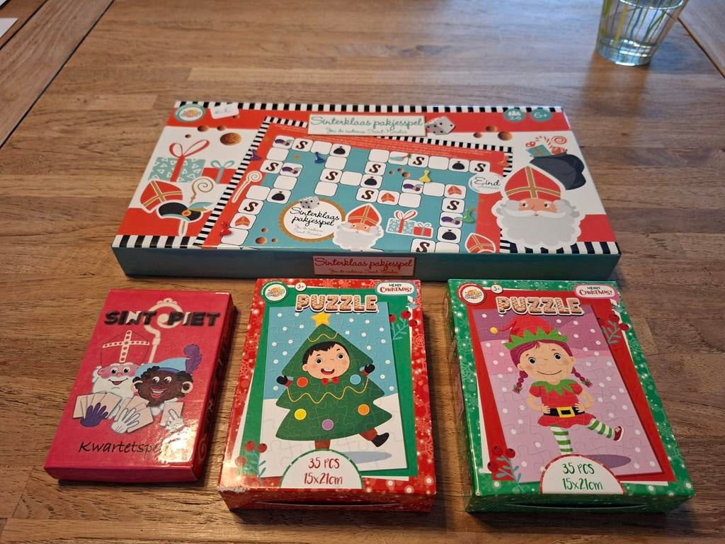 Gezelschapsspel kwartet en puzzels sint en kerst, Ophalen of Verzenden, Zo goed als nieuw