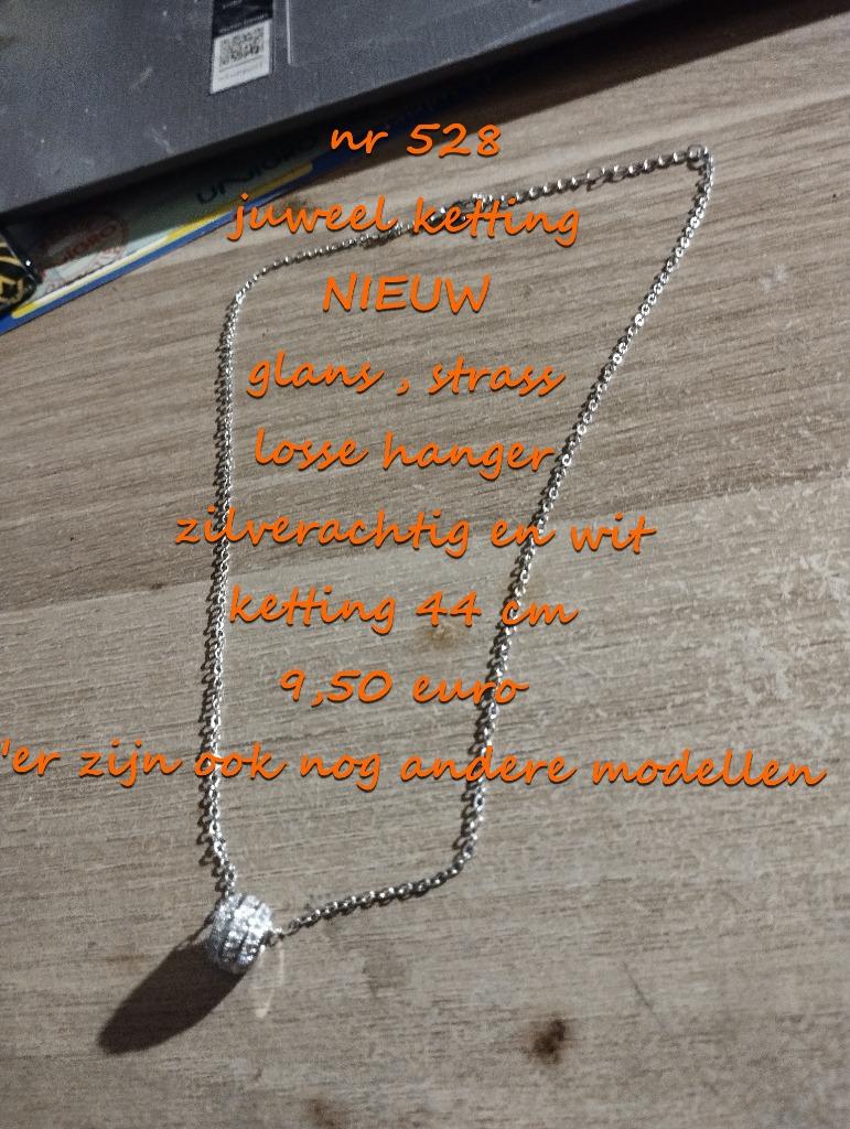 528. juweel ketting , NIEUW ,  verzending inbegrepen, Overige materialen, Met strass, Verzenden, Wit