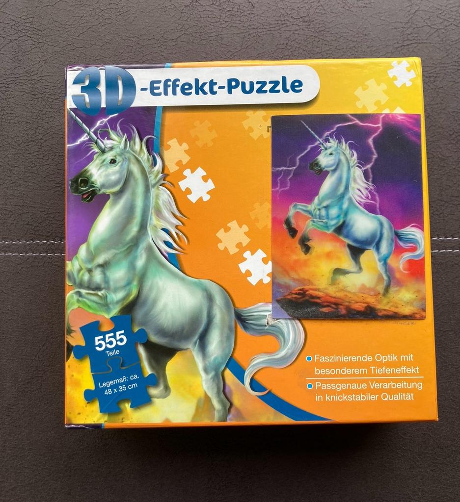 Puzzle licorne 3D, 555  (48x35), Hobby & Loisirs créatifs, Enlèvement ou Envoi, 500 à 1500 pièces, Comme neuf, Puzzle