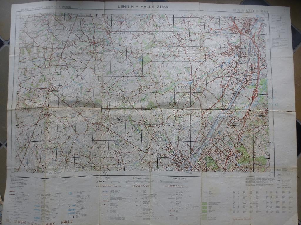 STAFKAART LENNIK - HALLE   31 / 5-6, Gelezen, Ophalen of Verzenden, Landkaart, België