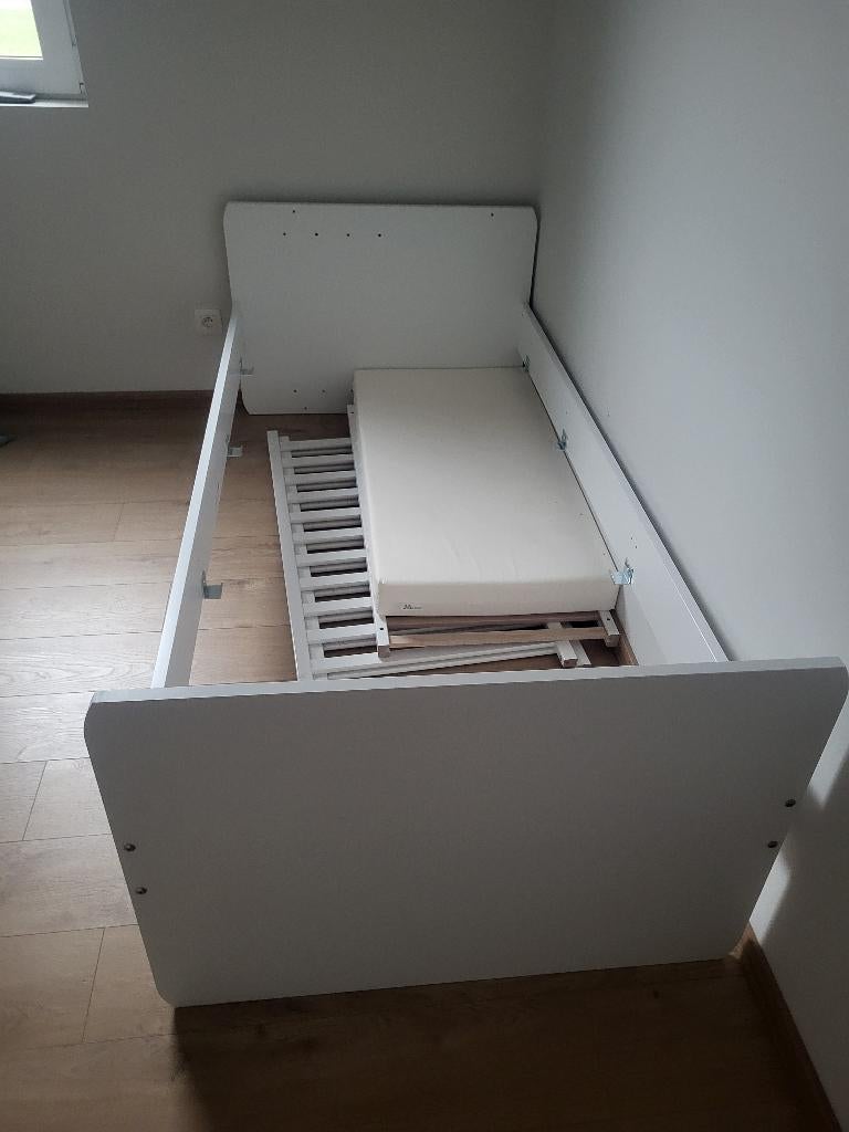 Meegroeibed wit 120x60 en 200x90, Sommier à lattes, Enlèvement, 180 cm ou plus, 85 à 100 cm
