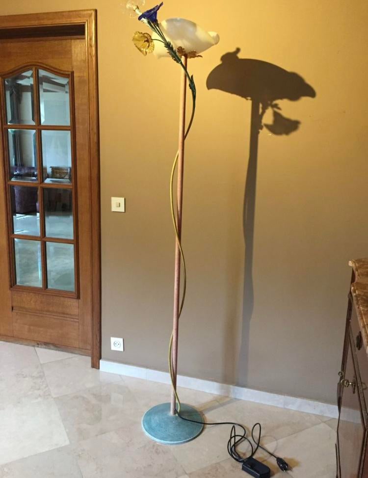 Vloerlamp van de Italiaanse designer Murano met dimmer., Zo goed als nieuw