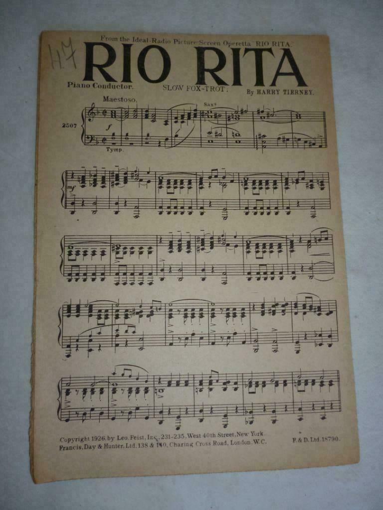partition de musique ancienne RIO RITA slow fox-trot et You', Enlèvement ou Envoi, Utilisé