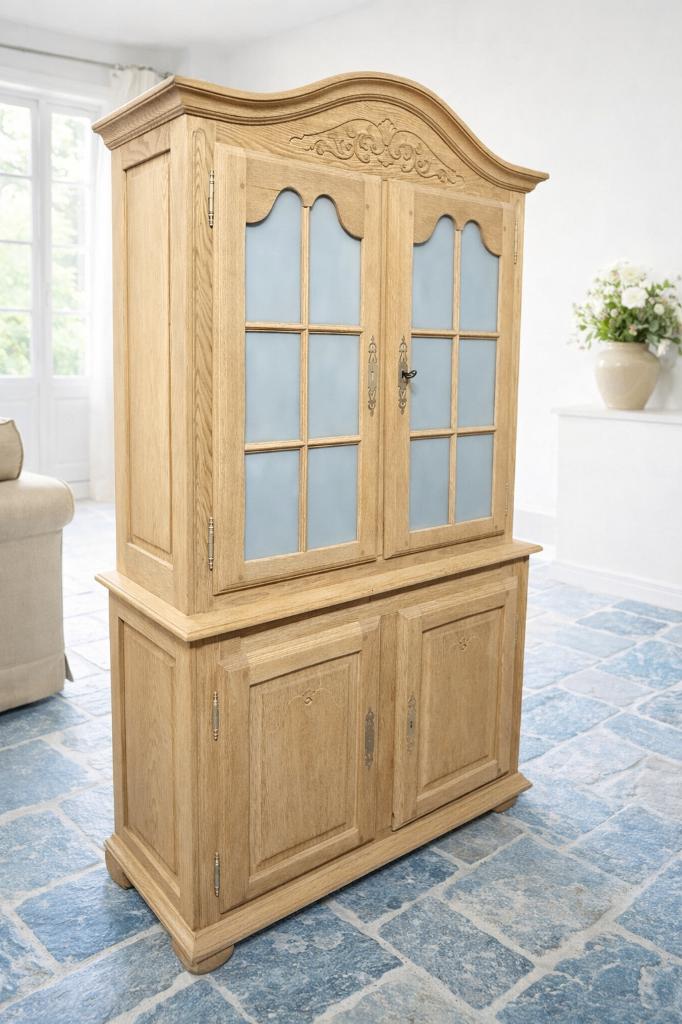 Vitrine en chêne massif aerogommé, Enlèvement, Chêne