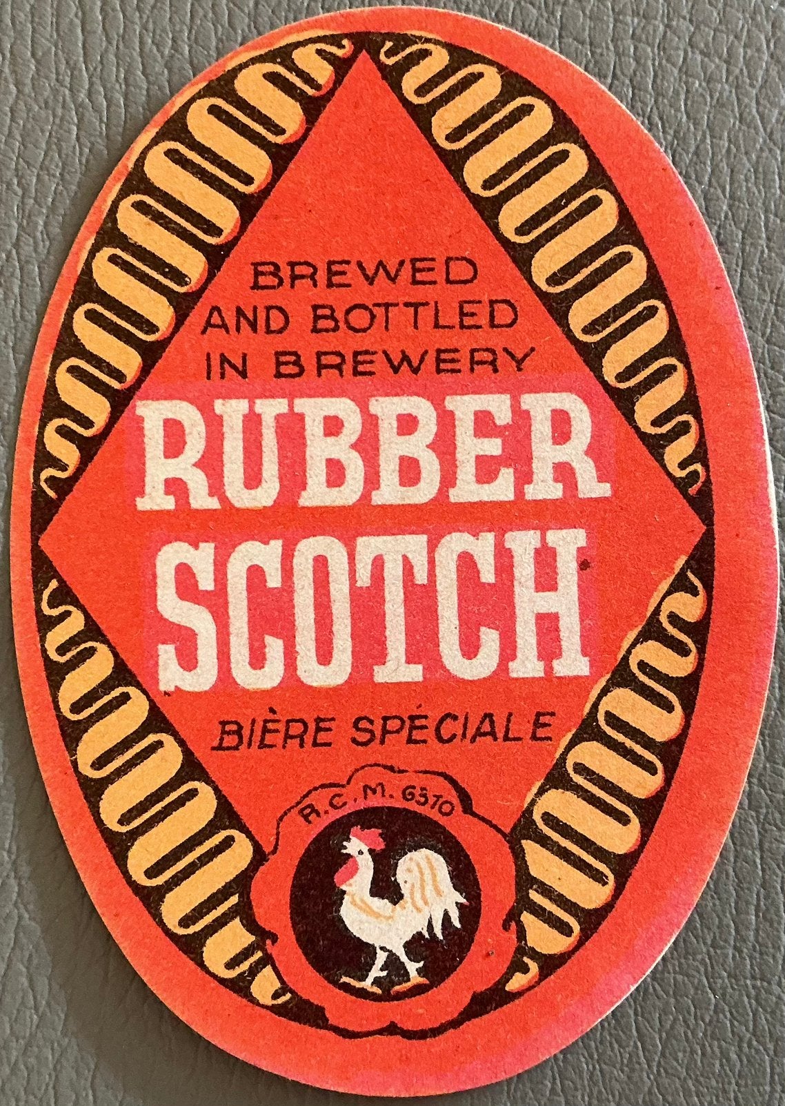 Oud RUBBER SCOTCH/BIÈRE SPÉCIALE/bieretiket, Ophalen of Verzenden, Zo goed als nieuw, Overige typen