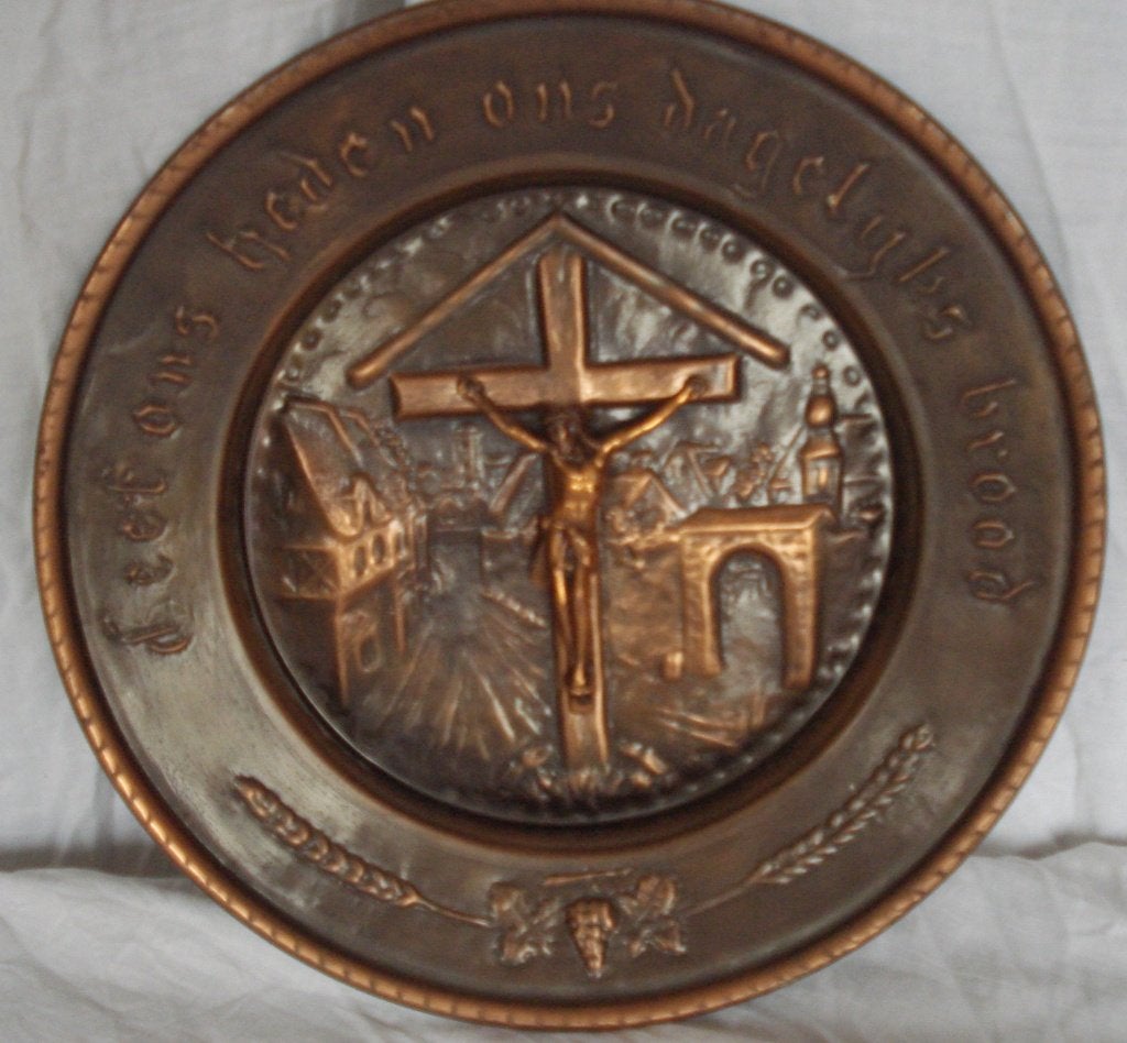 religieus koperen bord, Antiek en Kunst, Ophalen, Koper