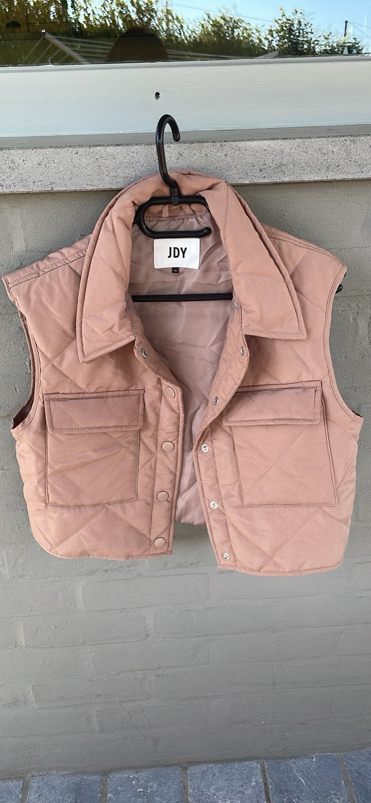 Korte bodywarmer, Kleding | Dames, Bodywarmers, Ophalen, Nieuw, Maat 34 (XS) of kleiner, Beige