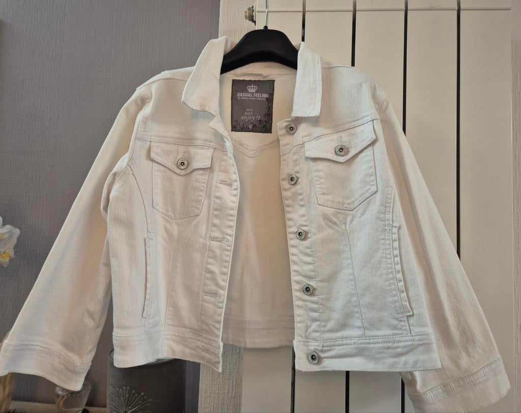 Witte jeansjas, Ophalen, Maat 42/44 (L), Zo goed als nieuw, Wit