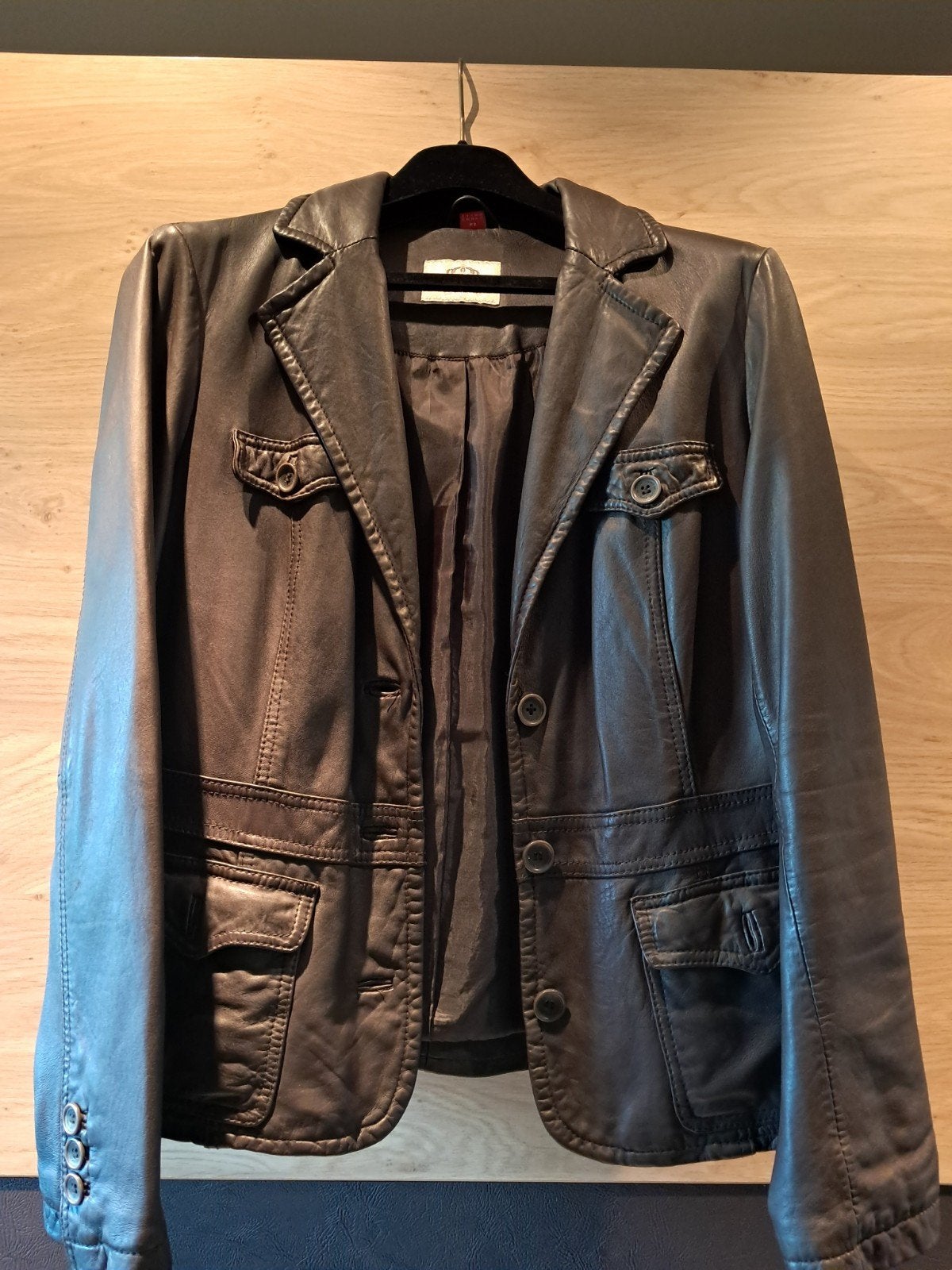 lederen dames jas donker bruin maat 44 esprit, Kleding | Dames, Jassen | Zomer, Ophalen, Bruin, Maat 42/44 (L), Gedragen