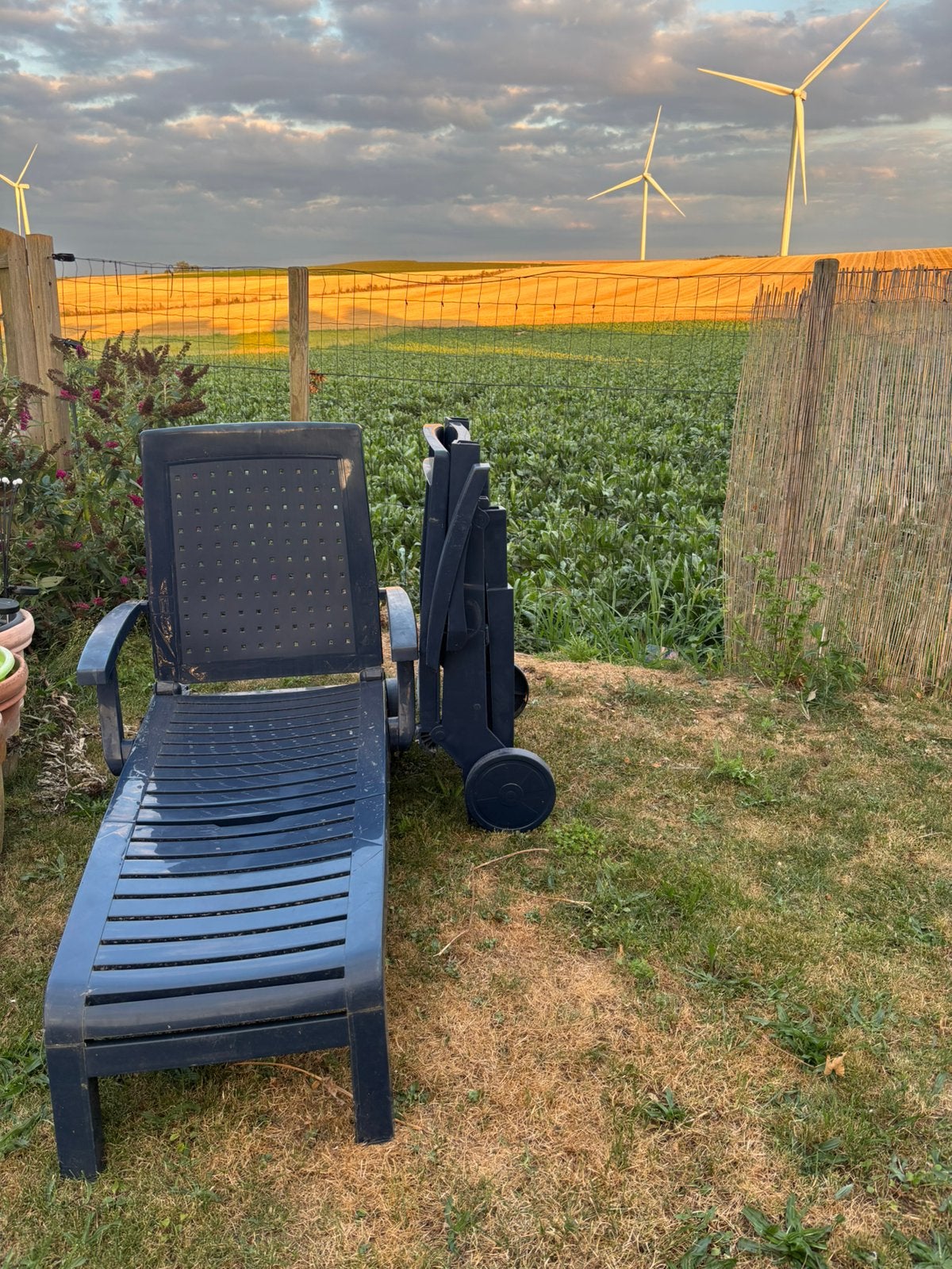 2 chaises longues en plastique bleu, pliables,, Jardin & Terrasse, Enlèvement, Comme neuf, Synthétique