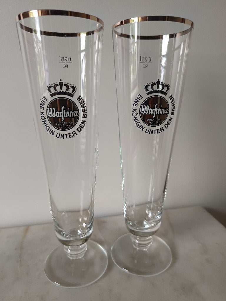 2 bierglazen Warsteiner, Verzamelen, Verzenden, Zo goed als nieuw, Bierglas