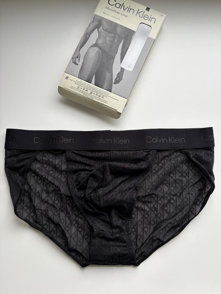 Tanga en dentelle en microfibre Calvin Klein, Envoi, Noir, Slip