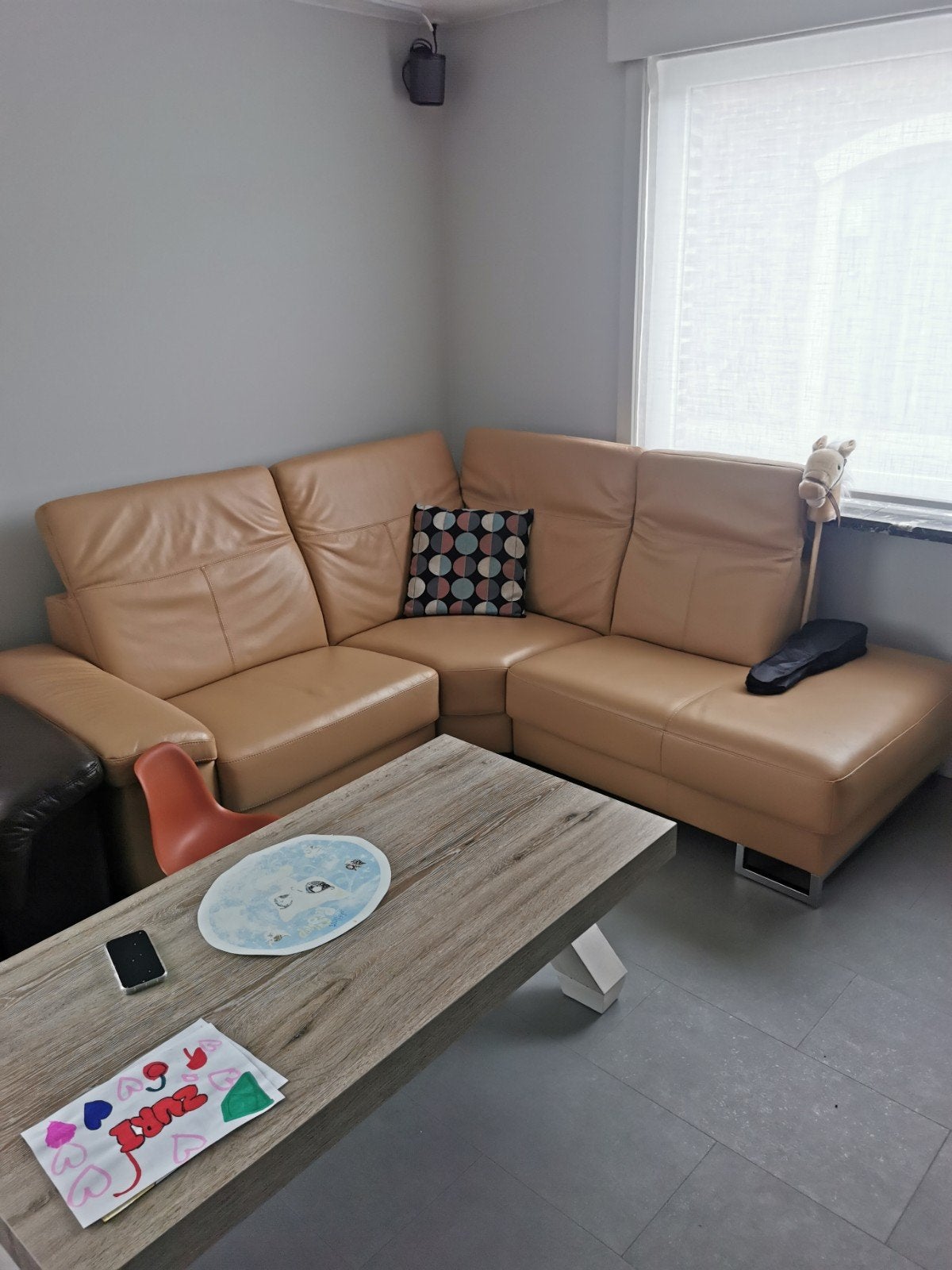 lederen zetel, Huis en Inrichting, Ophalen, Zo goed als nieuw, 200 tot 250 cm, Italiaans design