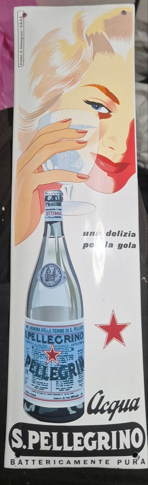 **Authentique plaque émaillée publicitaire S. Pellegrino **, Collections, Enlèvement ou Envoi