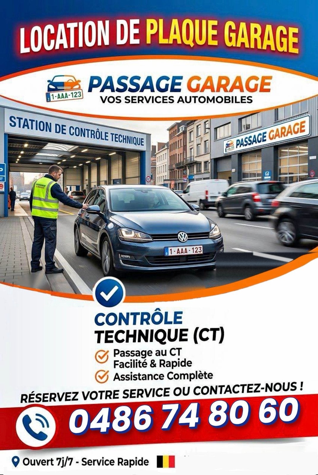 Location Plaque Z, passage contrôle technique !, Enlèvement
