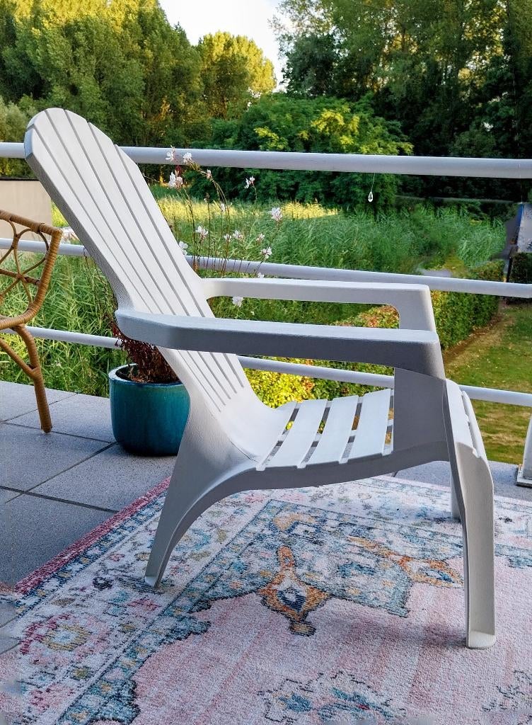 TE KOOP : Relax tuinstoel, kunststof, wit, Enlèvement, Comme neuf, Synthétique