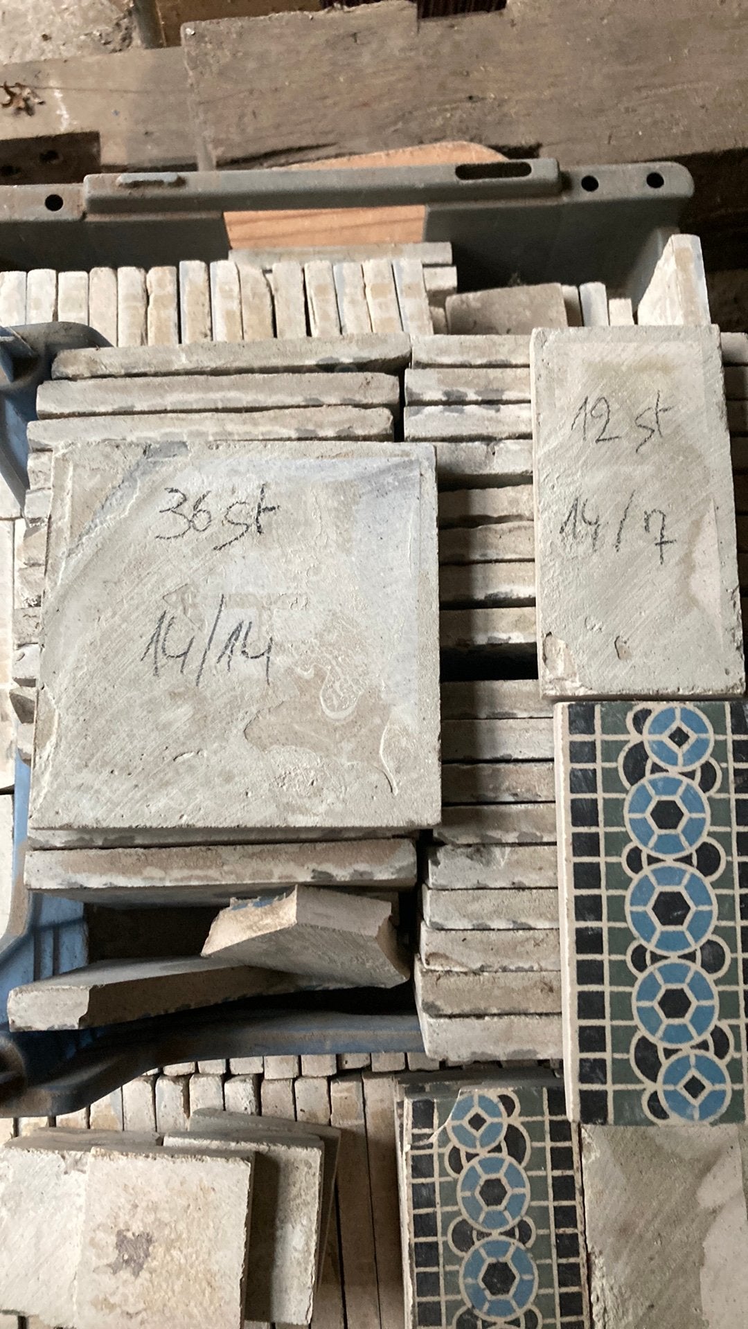 Cement tegels, Ophalen, Gebruikt