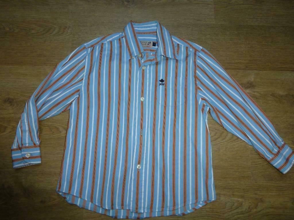 blauw oranje gestreept hemd River Woods maat 104 - 110, Kinderen en Baby's, Gebruikt, River woods, Overhemd of Blouse, Ophalen of Verzenden