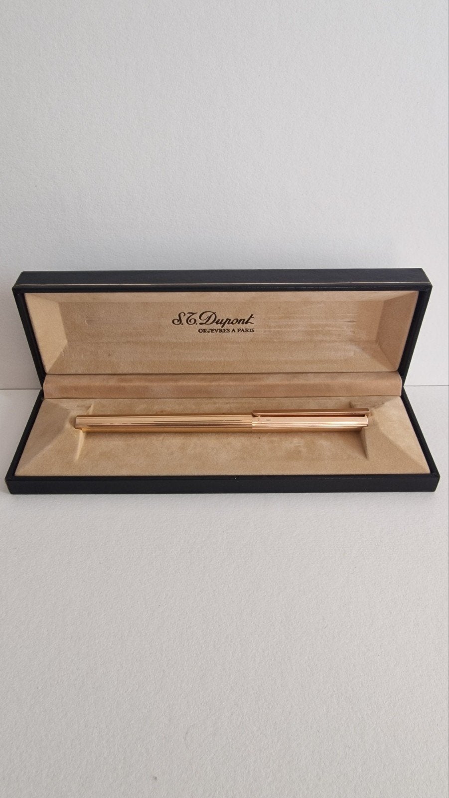 S.T. Dupont vergulde vulpen - 18-karaats massief gouden penp, Overige merken, Gebruikt, Met doosje, Ophalen of Verzenden